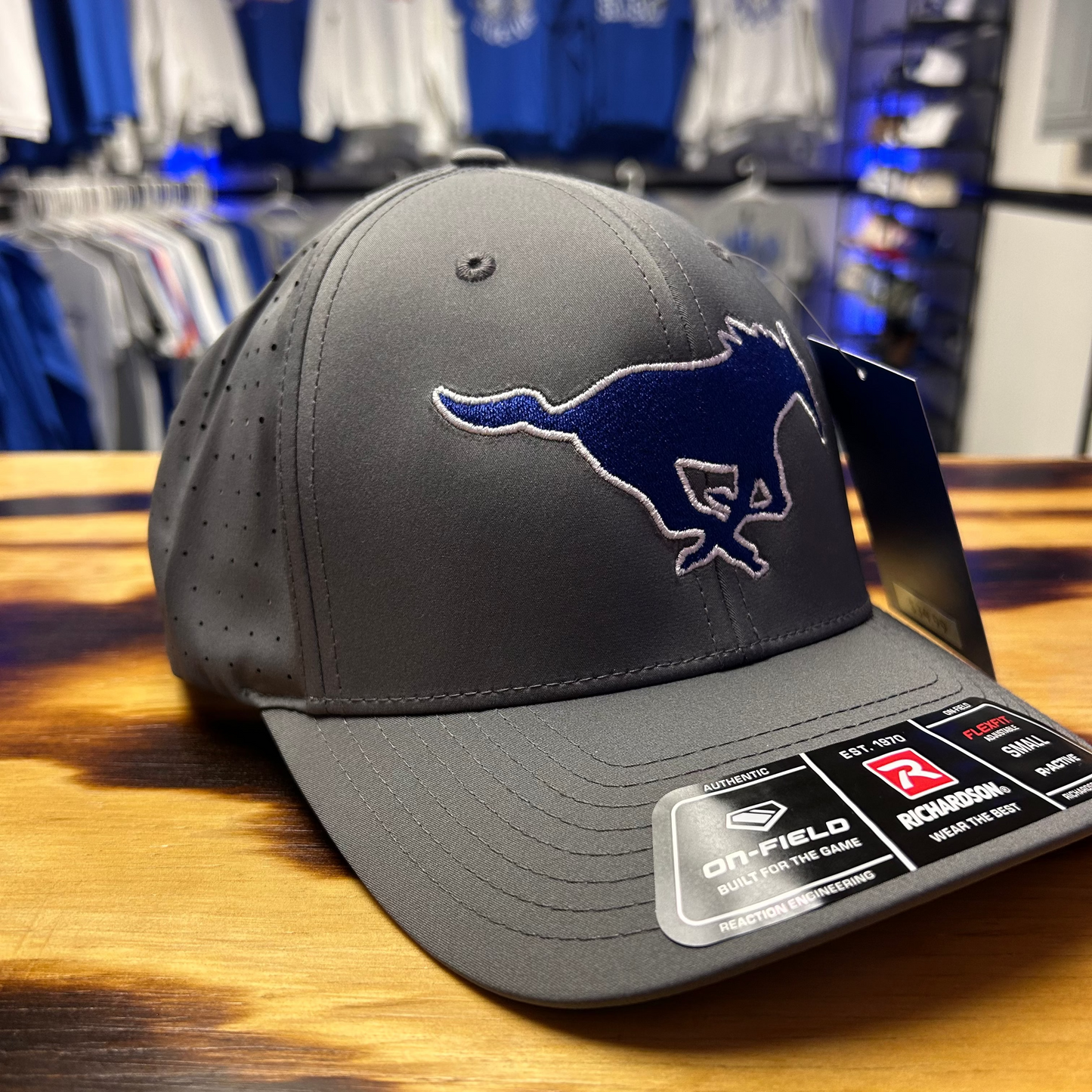 Gray Running Mustang Perforated Richardson Snapback