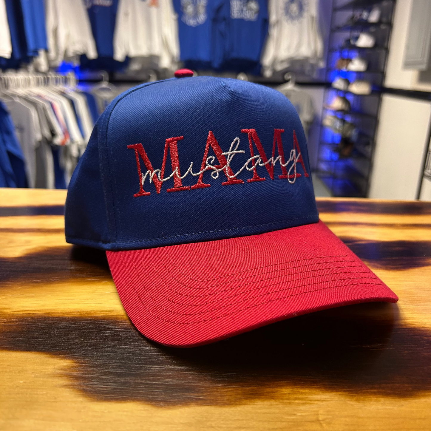 Blue and Red Mustang Mama Otto Snapback